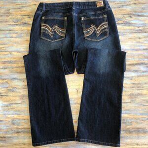 Lei Jeans Ashley Low Rise Slim Boot Embroidered Blue Womens Junior Size 15 Long